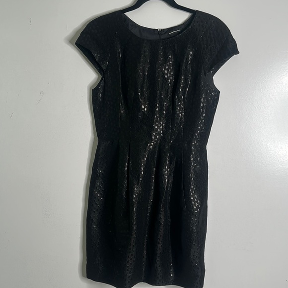 Club Monaco black slik blend mini dress size 6 shiny party - Picture 4 of 13